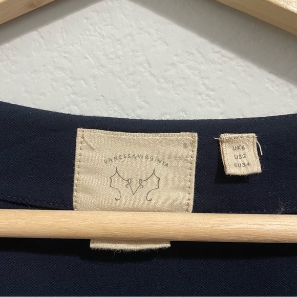 Anthropologie Vanessa Virginia Blouse Peasant Button Down High Low Womens 2 S XS - Picture 3 of 14